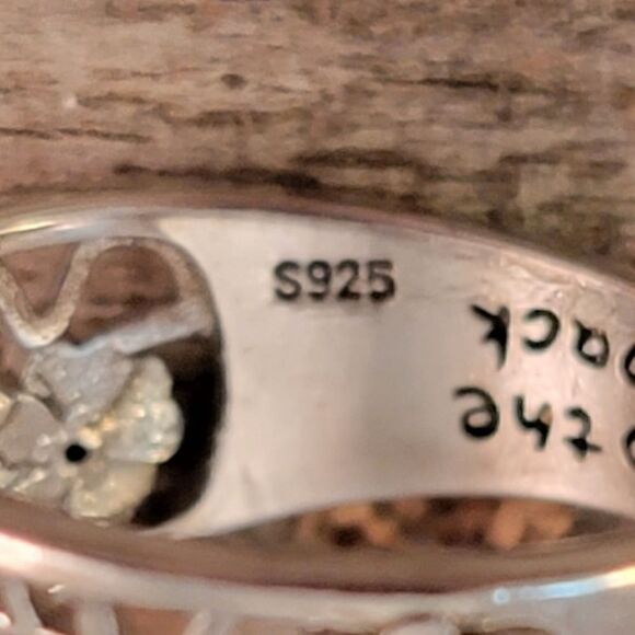 Sterling Openwork CZ Enamel Flowers Ring - Picture 5 of 8